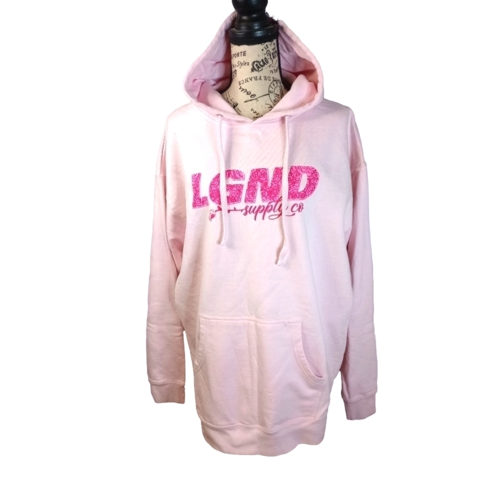 LGND Supply Company Pink Logo Hoodie Sweatshirt Size 2XL